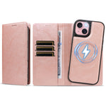 For iPhone 15 Magnetic Case Detachable 2 in 1 Leather Wallet Phone Cover