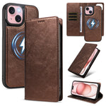 For iPhone 15 Magnetic Case Detachable 2 in 1 Leather Wallet Phone Cover