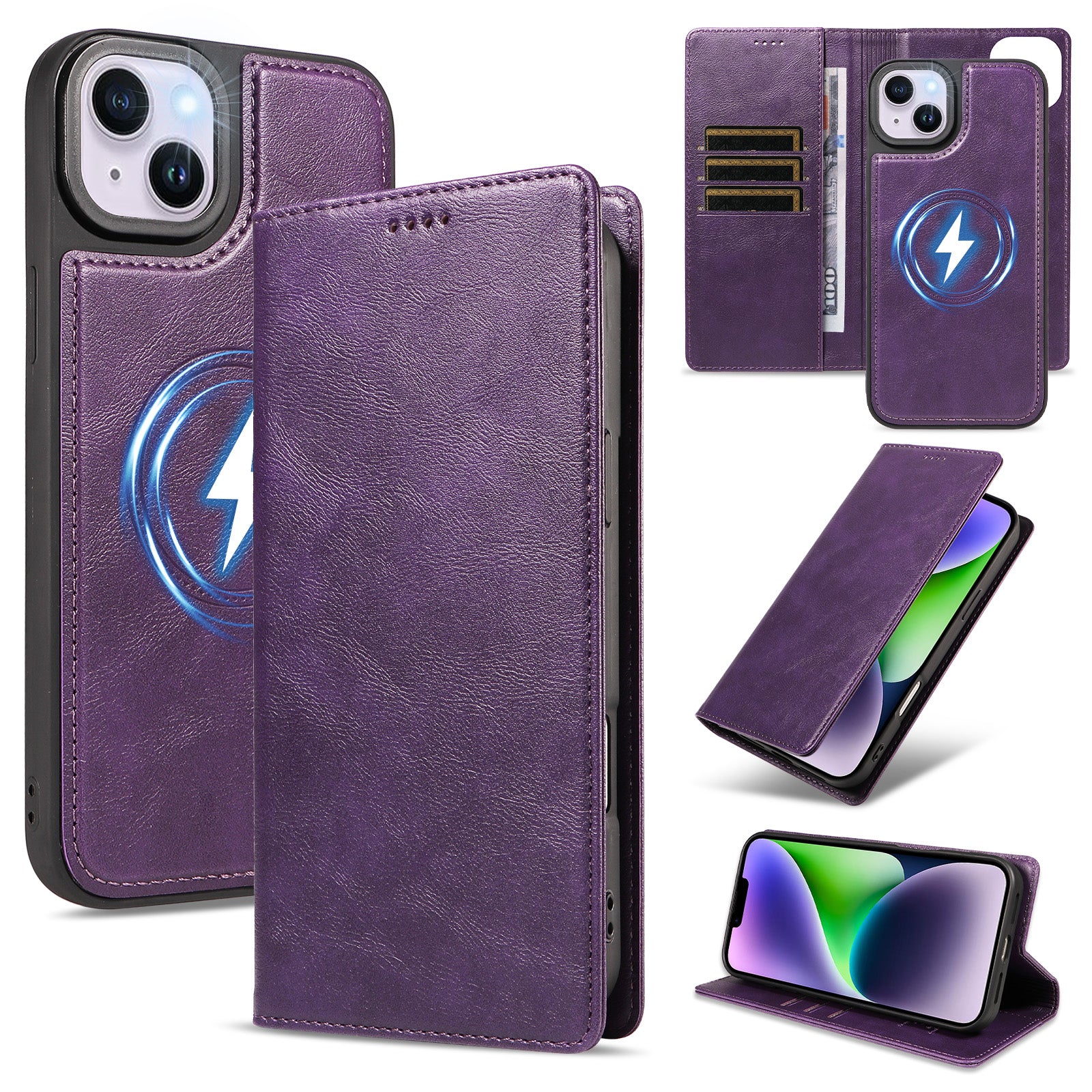 Til iPhone 14 Plus Magnetisk Etui Aftagelig 2-i-1 Læder Pung Telefoncover