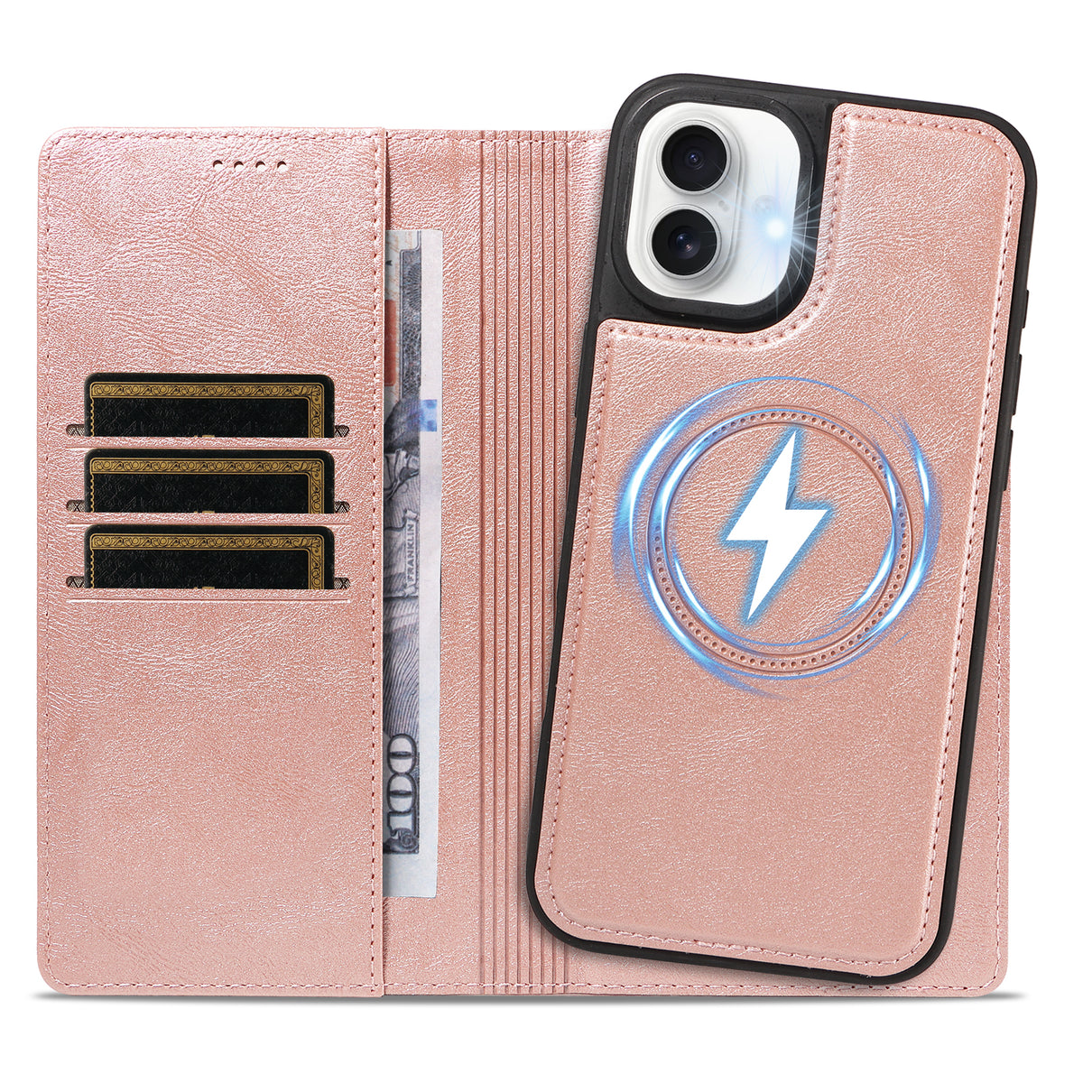 Til iPhone 16 Plus Magnetisk Etui Aftagelig 2-i-1 Læder Pung Telefon Cover