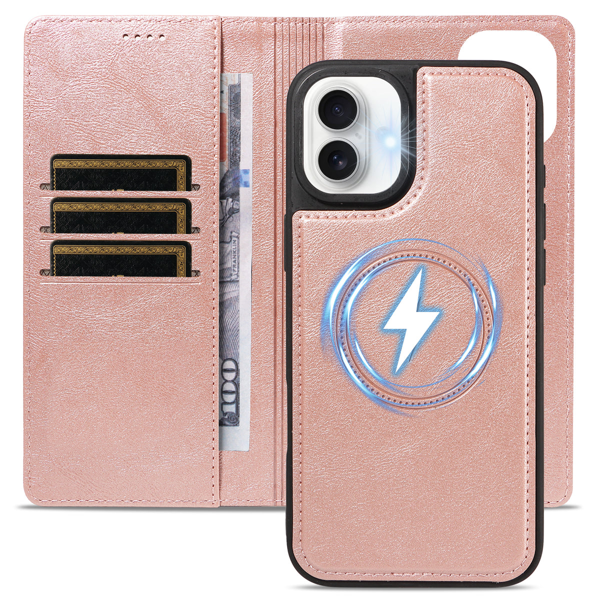Til iPhone 16 Plus Magnetisk Etui Aftagelig 2-i-1 Læder Pung Telefon Cover