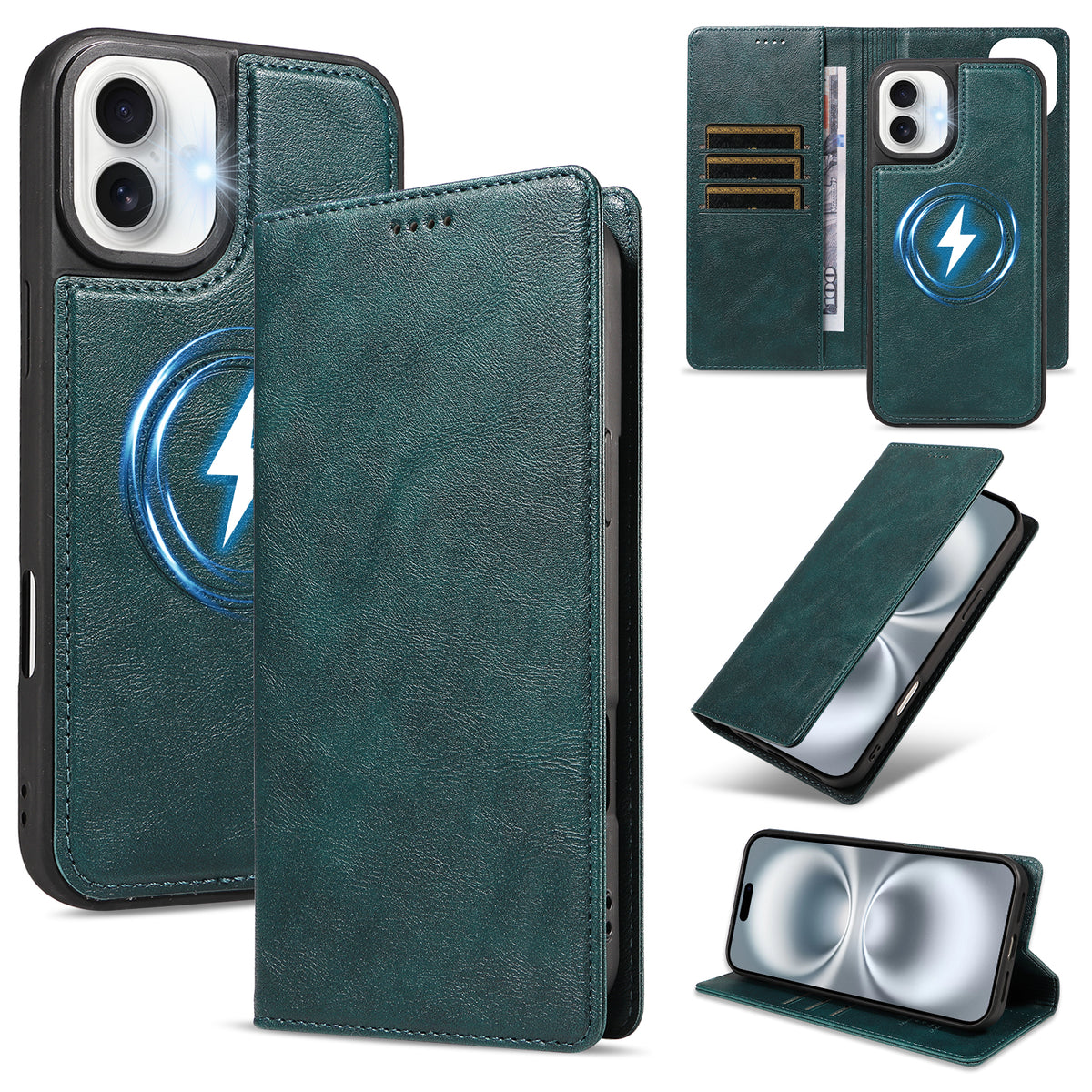 Til iPhone 16 Plus Magnetisk Etui Aftagelig 2-i-1 Læder Pung Telefon Cover