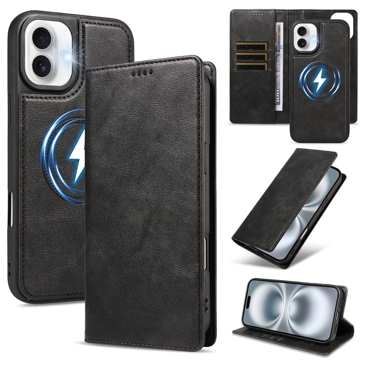 Til iPhone 16 Plus Magnetisk Etui Aftagelig 2-i-1 Læder Pung Telefon Cover
