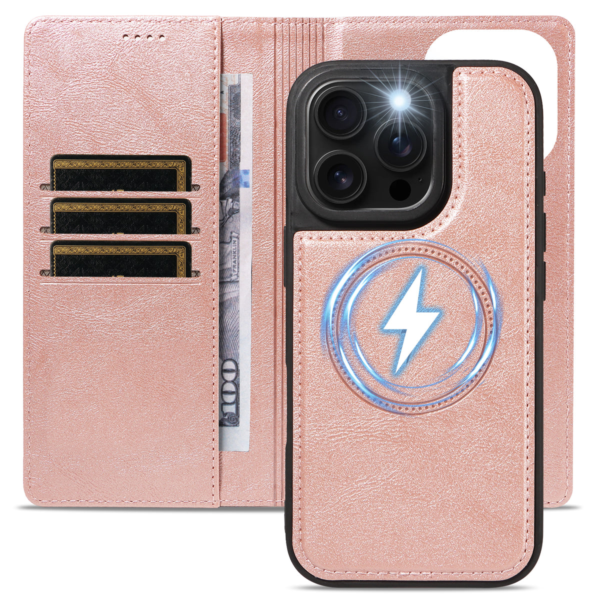 Til iPhone 16 Pro Magnetisk Etui Aftagelig 2 i 1 Læder Pung Telefon Cover