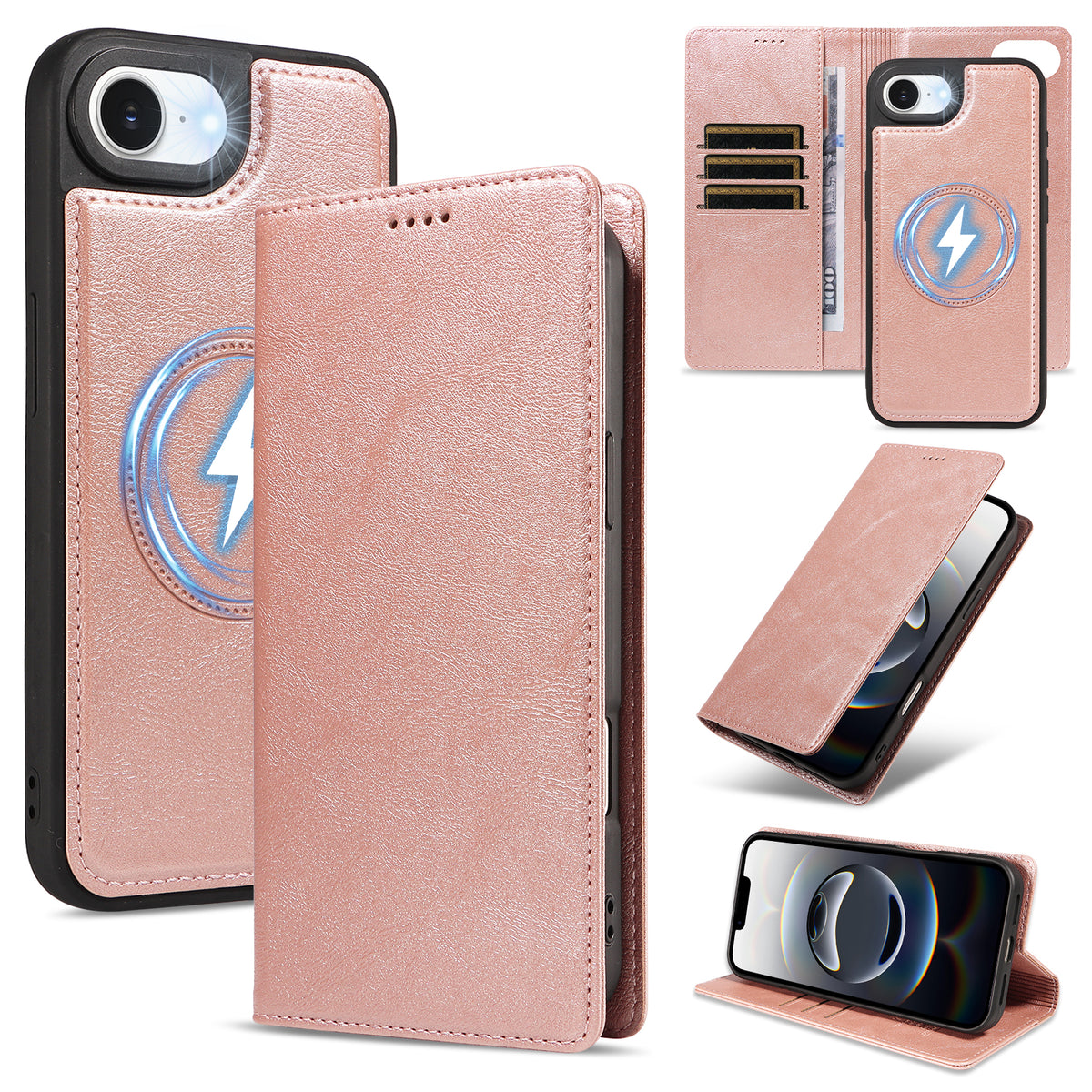 For iPhone 17e / iPhone 16e Magnetic Case Detachable 2 in 1 Leather Wallet Phone Cover
