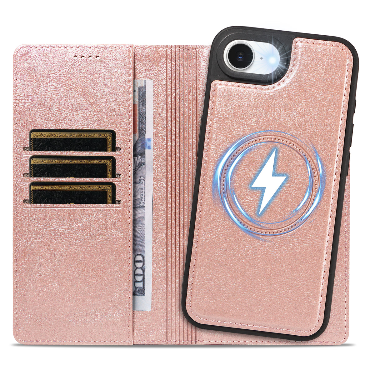 For iPhone 17e / iPhone 16e Magnetic Case Detachable 2 in 1 Leather Wallet Phone Cover