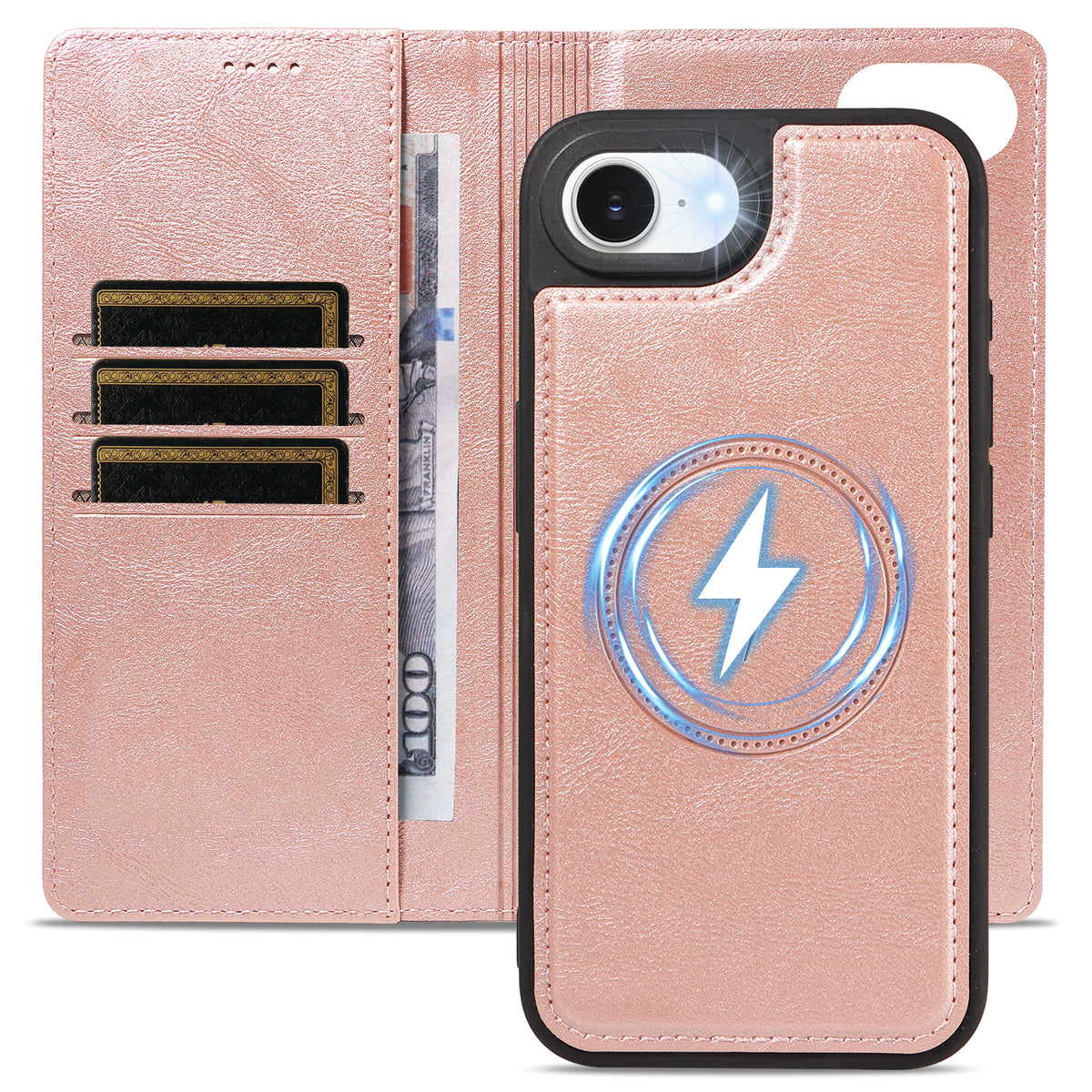 For iPhone 17e / iPhone 16e Magnetic Case Detachable 2 in 1 Leather Wallet Phone Cover