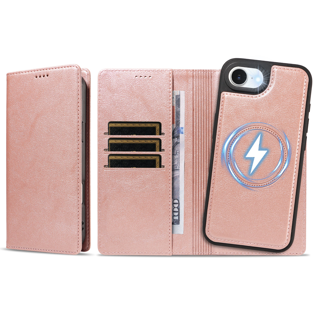 For iPhone 17e / iPhone 16e Magnetic Case Detachable 2 in 1 Leather Wallet Phone Cover