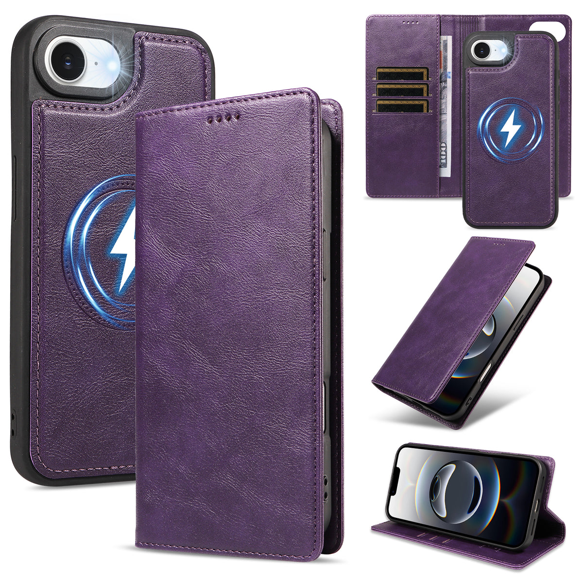 For iPhone 17e / iPhone 16e Magnetic Case Detachable 2 in 1 Leather Wallet Phone Cover
