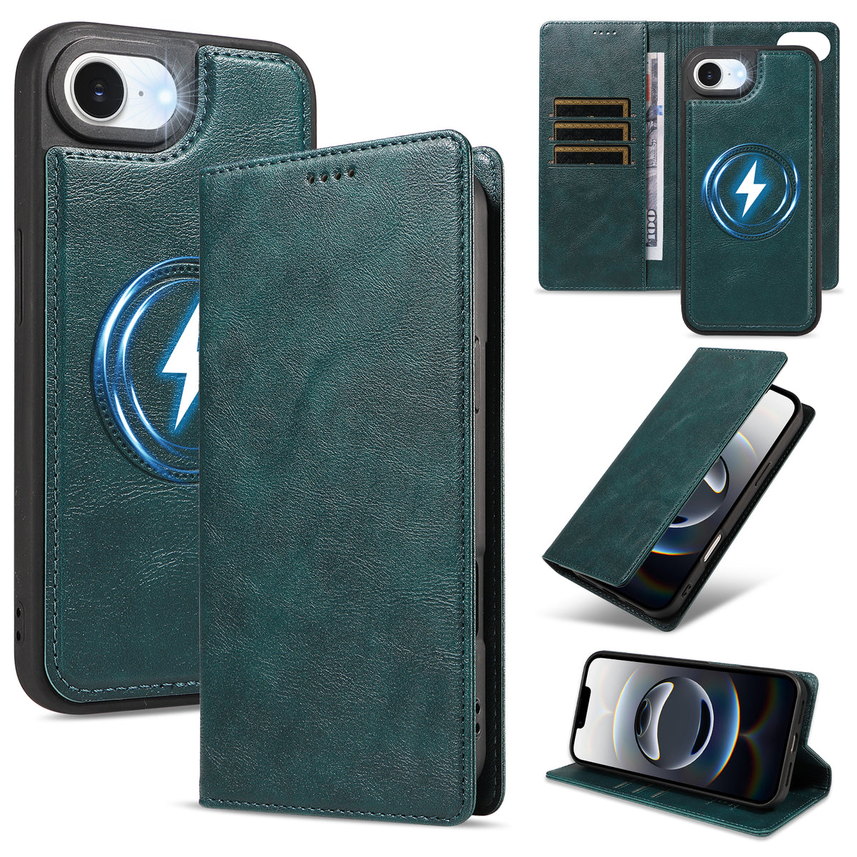 For iPhone 17e / iPhone 16e Magnetic Case Detachable 2 in 1 Leather Wallet Phone Cover