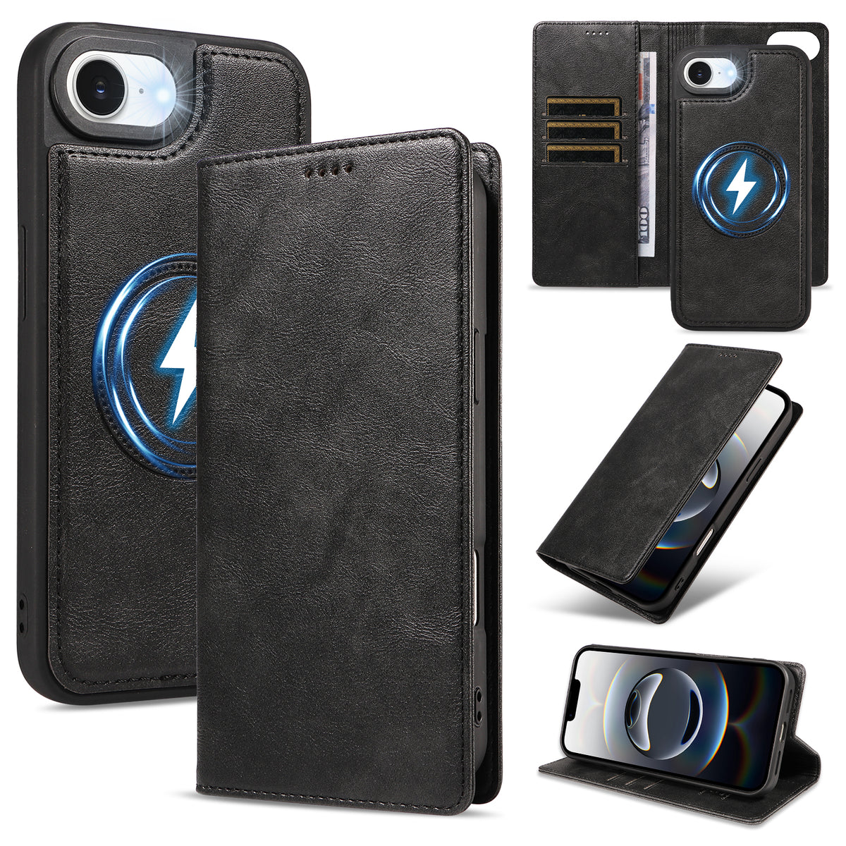 For iPhone 17e / iPhone 16e Magnetic Case Detachable 2 in 1 Leather Wallet Phone Cover
