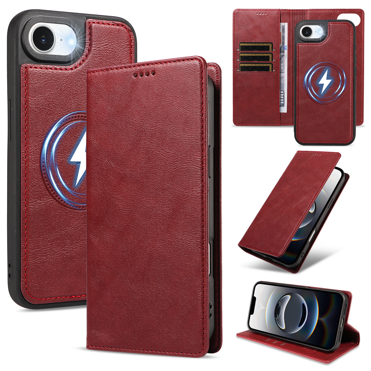 For iPhone 17e / iPhone 16e Magnetic Case Detachable 2 in 1 Leather Wallet Phone Cover