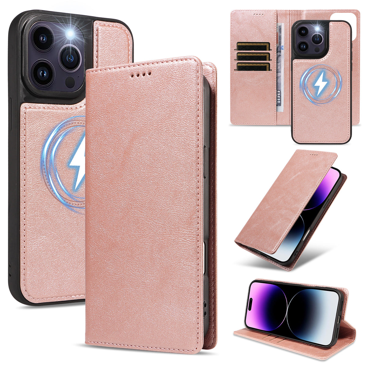 For iPhone 14 Pro Max Magnetic Case Detachable 2 in 1 Leather Wallet Phone Cover