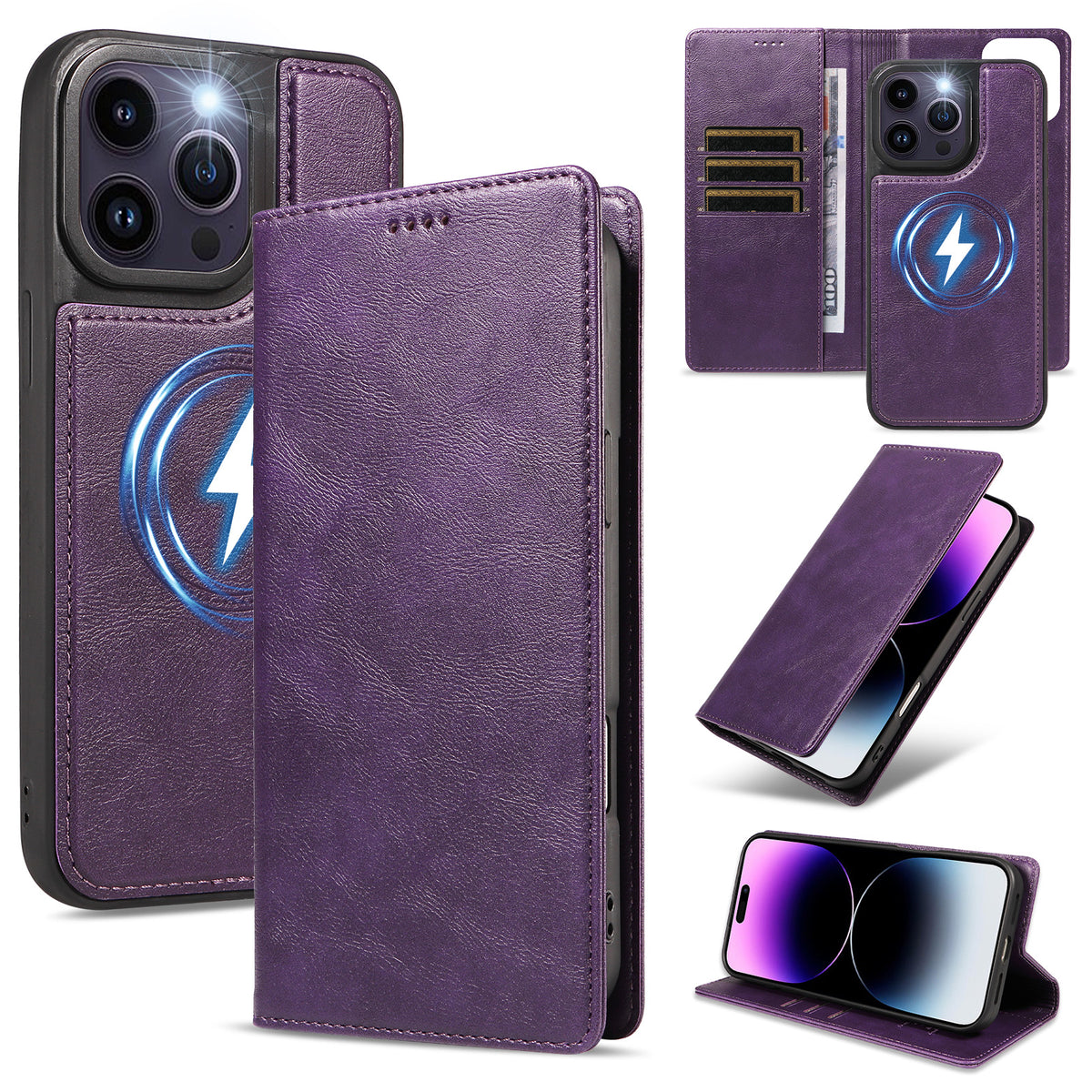 For iPhone 14 Pro Max Magnetic Case Detachable 2 in 1 Leather Wallet Phone Cover