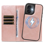 For iPhone 16 Magnetic Case Detachable 2 in 1 Leather Wallet Phone Cover