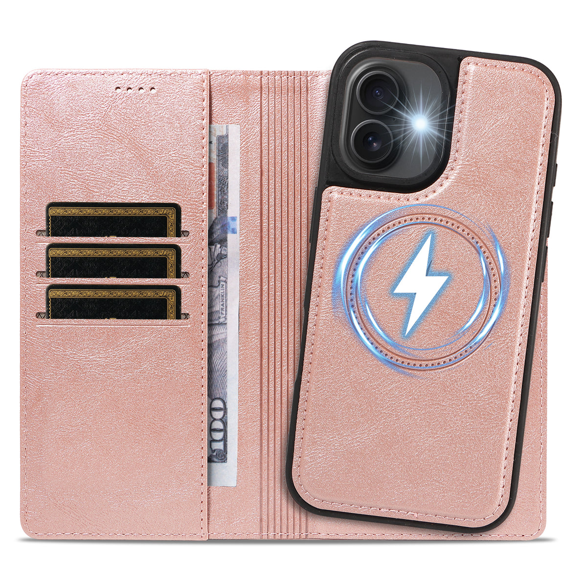 For iPhone 16 Magnetic Case Detachable 2 in 1 Leather Wallet Phone Cover