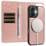 For iPhone 16 Magnetic Case Detachable 2 in 1 Leather Wallet Phone Cover