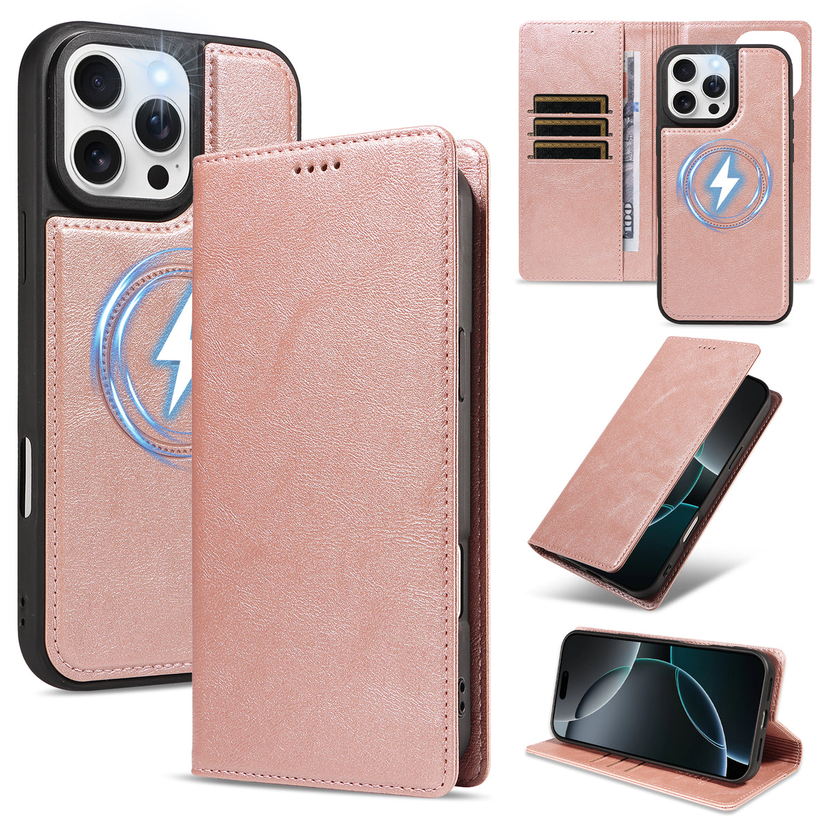Til iPhone 16 Pro Max Magnetisk Etui Aftagelig 2-i-1 Læder Pung Telefoncover