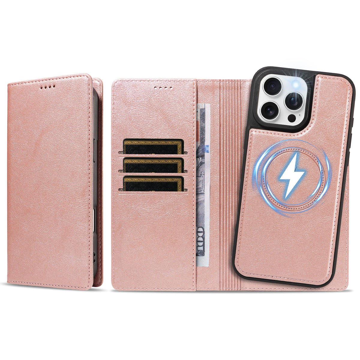 Til iPhone 16 Pro Max Magnetisk Etui Aftagelig 2-i-1 Læder Pung Telefoncover