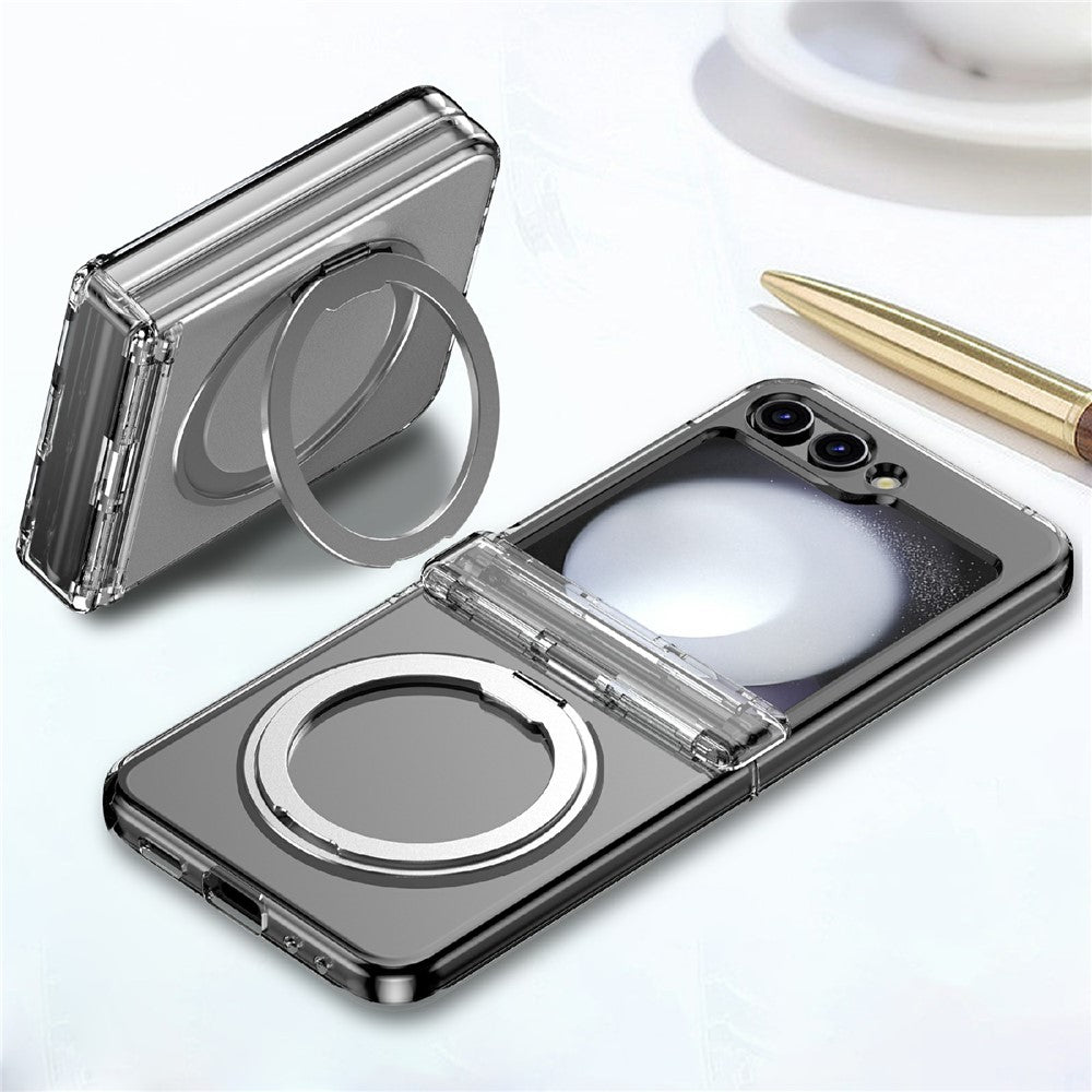Til Samsung Galaxy Z Flip8 Cover med Magnetisk Støttefod, Fjederhængsel og PC-foldetelefondæksel