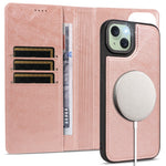 For iPhone 15 Plus Magnetic Case Detachable 2 in 1 Leather Wallet Phone Cover