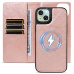 For iPhone 15 Plus Magnetic Case Detachable 2 in 1 Leather Wallet Phone Cover