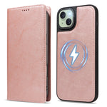 For iPhone 15 Plus Magnetic Case Detachable 2 in 1 Leather Wallet Phone Cover