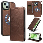 For iPhone 15 Plus Magnetic Case Detachable 2 in 1 Leather Wallet Phone Cover