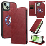 For iPhone 15 Plus Magnetic Case Detachable 2 in 1 Leather Wallet Phone Cover