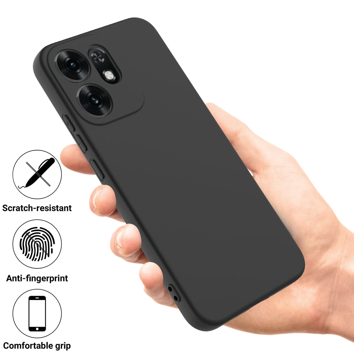 For Oppo Reno16 5G (Global) Liquid Silicone Case Phone Back Cover with Hand Strap