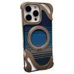 For iPhone 16 Pro Case Magnetic Kickstand Carbon Fiber Texture PC + Metal Protective Cover