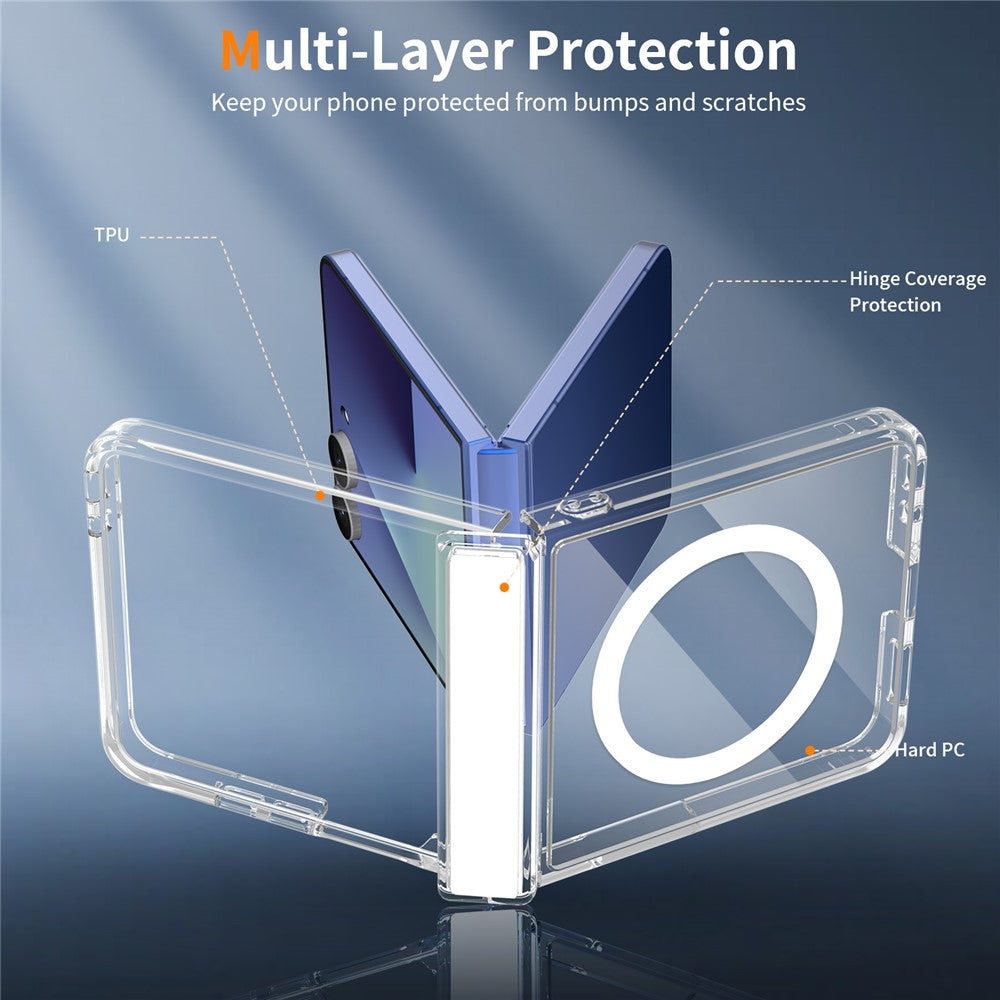 For Samsung Galaxy Z Flip8 Magnetic Case Hinge Protection TPU + Acrylic Clear Phone Cover
