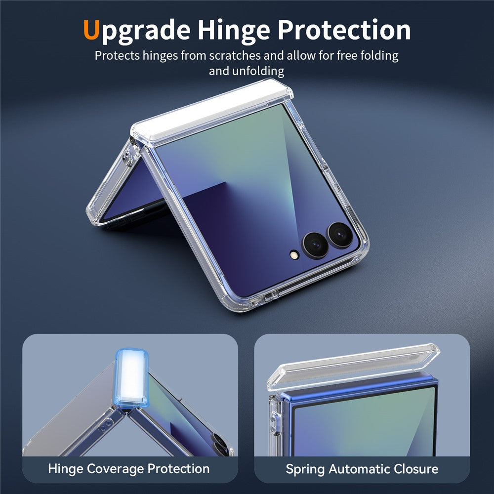 For Samsung Galaxy Z Flip8 Magnetic Case Hinge Protection TPU + Acrylic Clear Phone Cover