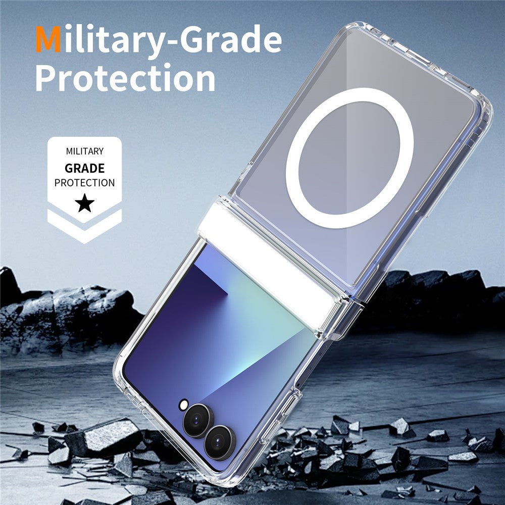 For Samsung Galaxy Z Flip8 Magnetic Case Hinge Protection TPU + Acrylic Clear Phone Cover