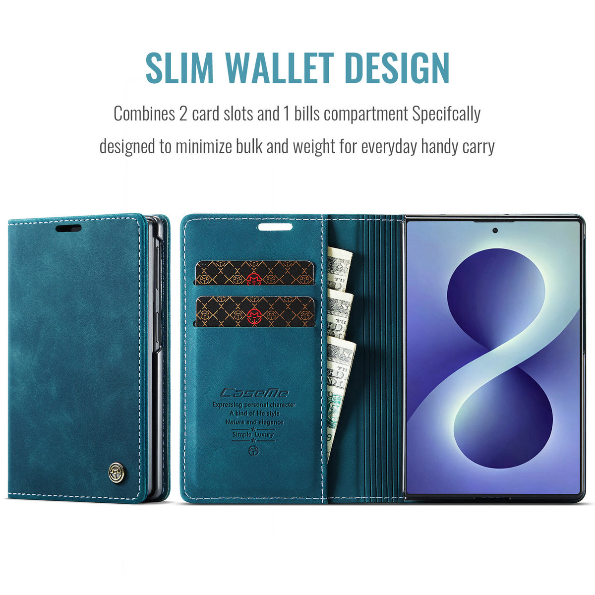 CASEME for Samsung Galaxy Z Fold8 Wallet Case  013 Series PU Leather Phone Cover Stand
