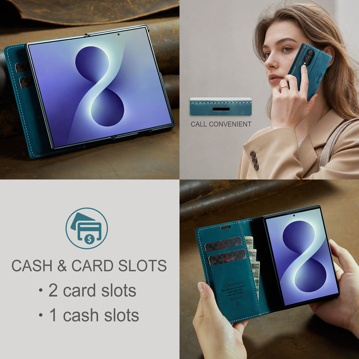 CASEME for Samsung Galaxy Z Fold8 Wallet Case  013 Series PU Leather Phone Cover Stand