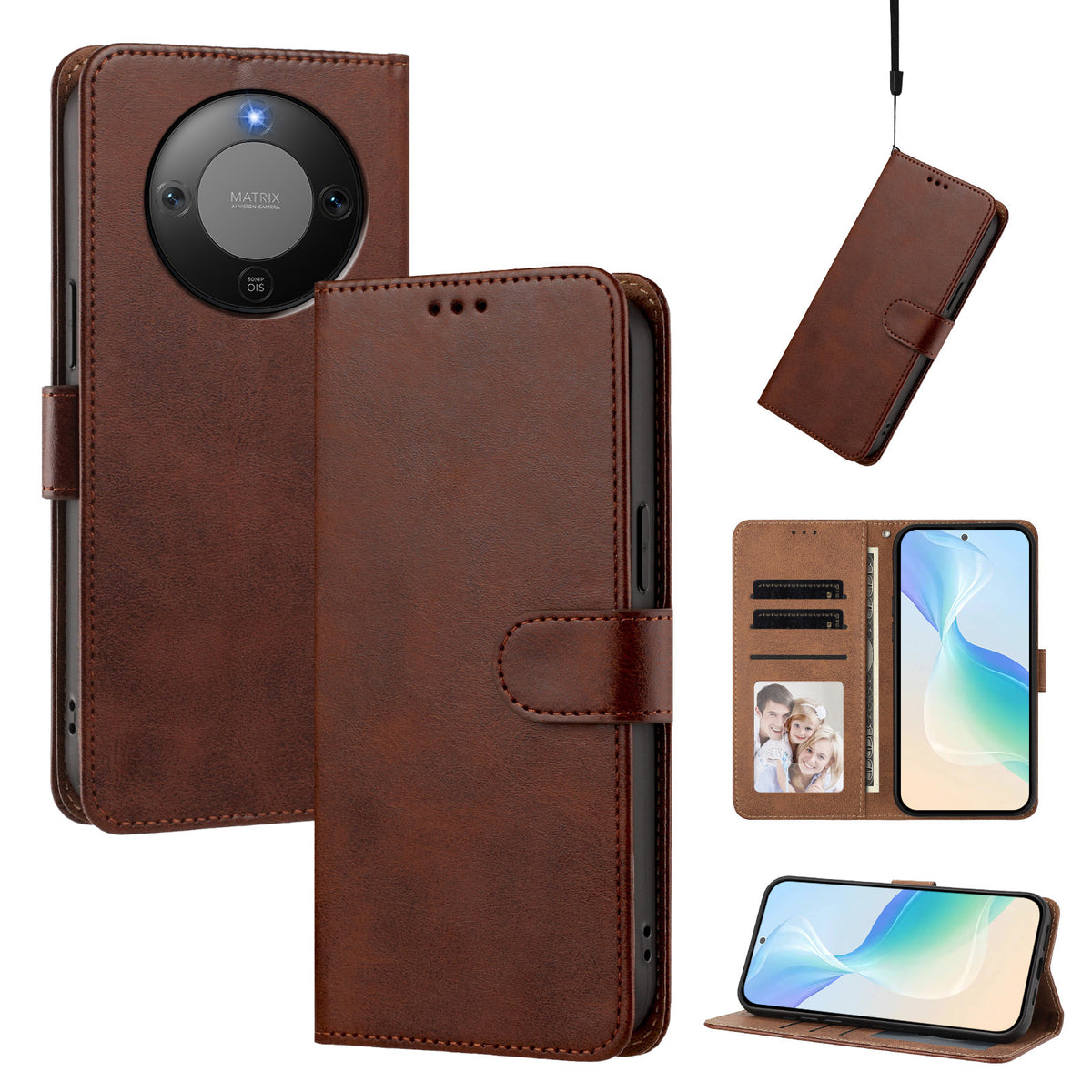For Honor X9d 5G / Honor Magic8 Lite 5G / Honor X70 5G Case Wallet Flip Stand PU Leather Phone Cover with Wrist Strap