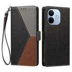 For Xiaomi Redmi Note 17 Pro 5G Case Color Stitching RFID Blocking Wallet Flip Leather Phone Cover with Wrist Strap