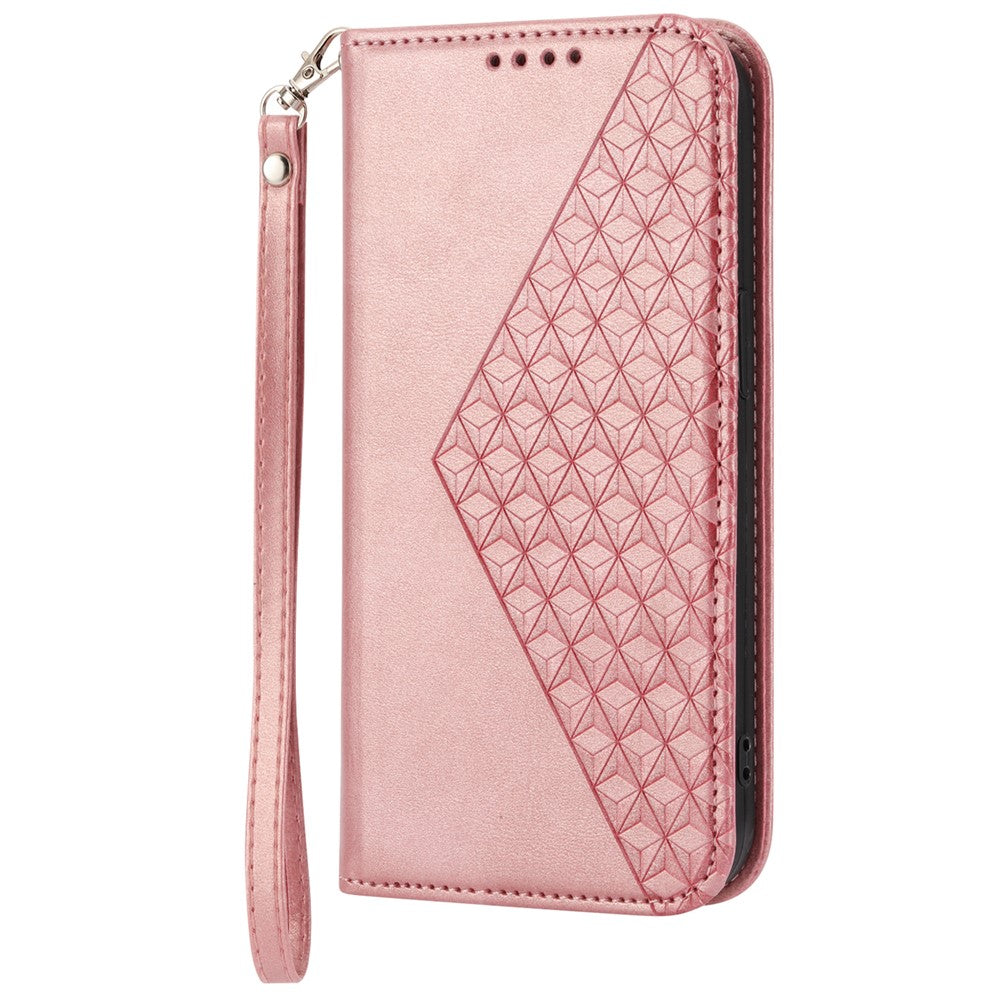 Imprinted Rhombus Pattern Phone Pouch Case for Xiaomi 13 Pro 5G, Calf Texture PU Leather Wallet Stand Magnetic Closure Cover