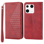 Imprinted Rhombus Pattern Phone Pouch Case for Xiaomi 13 Pro 5G, Calf Texture PU Leather Wallet Stand Magnetic Closure Cover