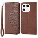 Imprinted Rhombus Pattern Phone Pouch Case for Xiaomi 13 Pro 5G, Calf Texture PU Leather Wallet Stand Magnetic Closure Cover