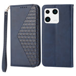 Imprinted Rhombus Pattern Phone Pouch Case for Xiaomi 13 Pro 5G, Calf Texture PU Leather Wallet Stand Magnetic Closure Cover