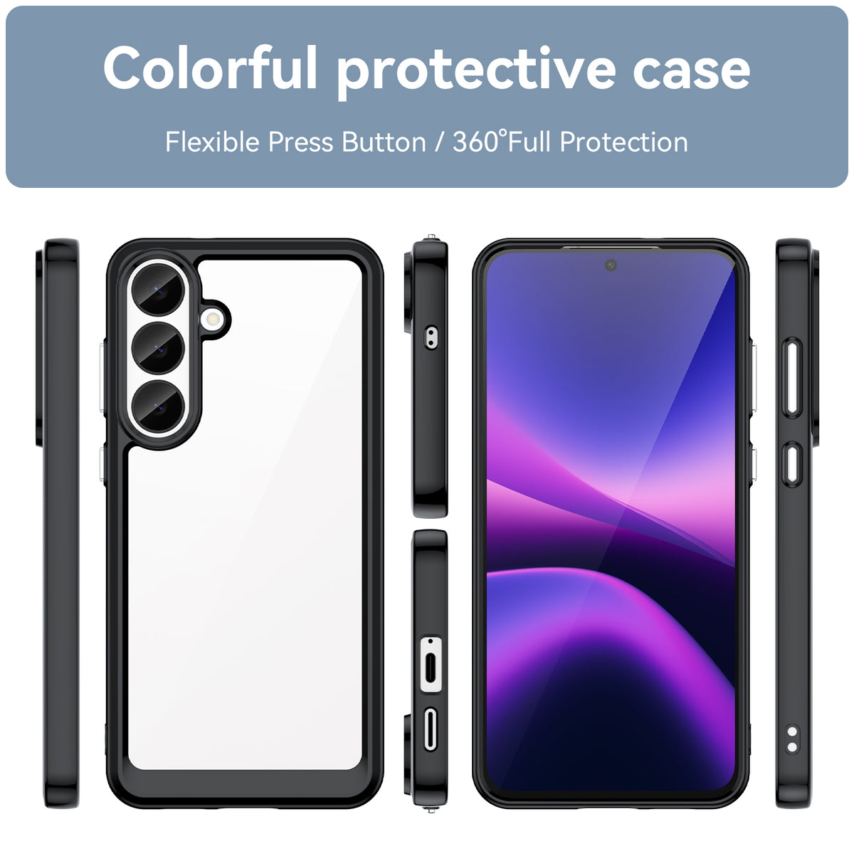 WANLONFENG mobilcover til Samsung Galaxy S26 FE, XC-serien, TPU-akrylcover med hærdet glas (stort linsehul)