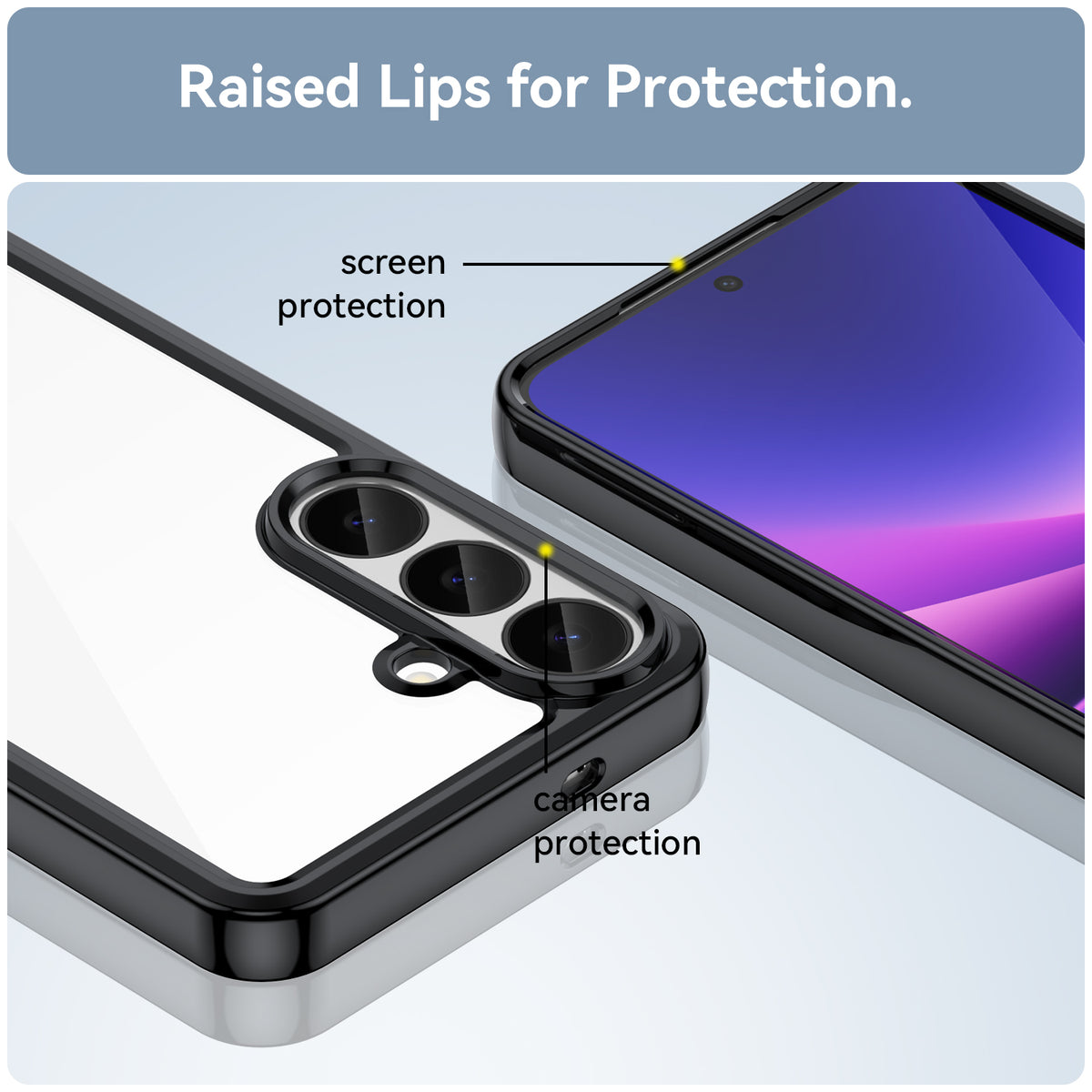 WANLONFENG mobilcover til Samsung Galaxy S26 FE, XC-serien, TPU-akrylcover med hærdet glas (stort linsehul)