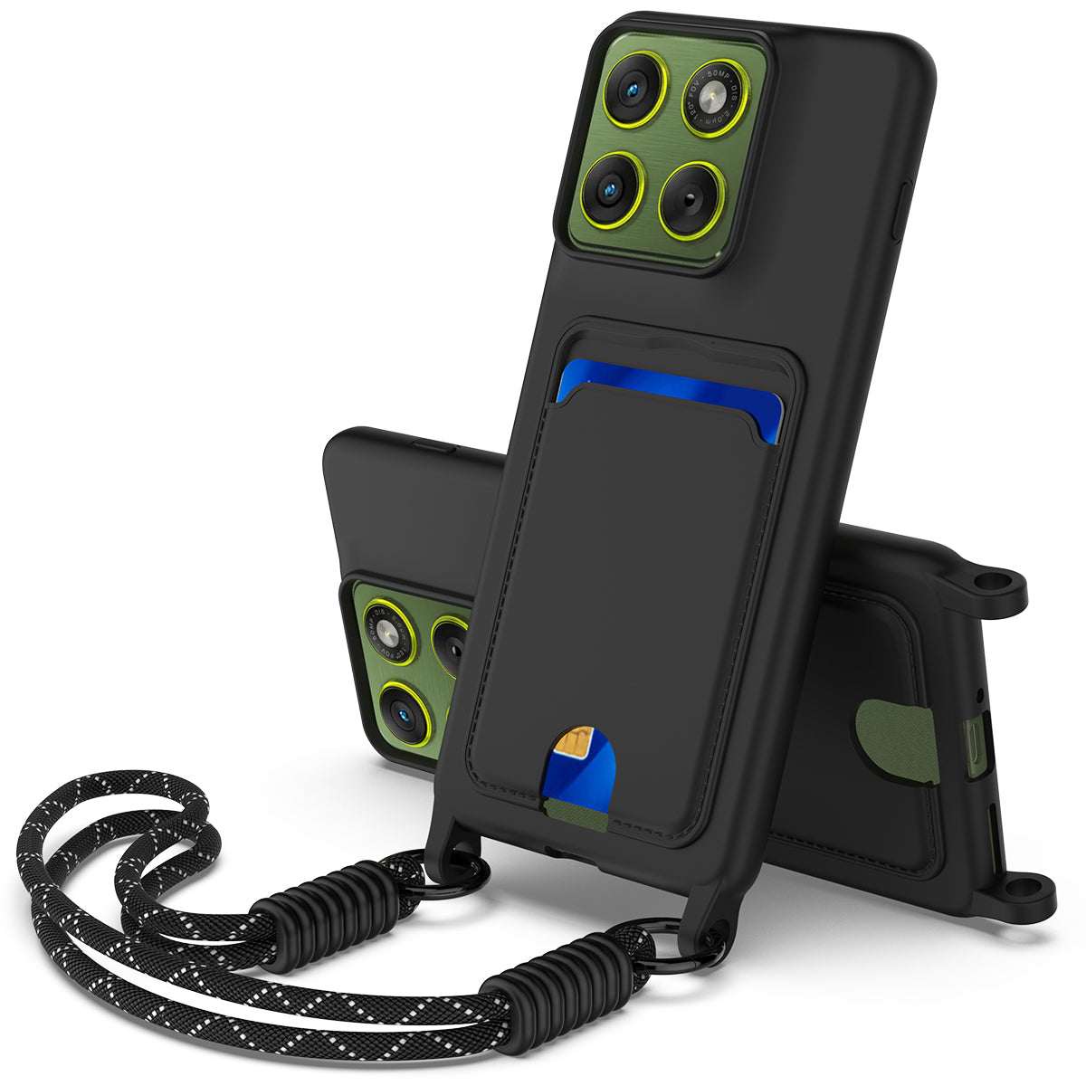 For Motorola Edge 70 Pro+ 5G / Motorola Edge 70 Pro 5G Liquid Silicone Case  Phone Back Cover with Card Holder and Short Strap
