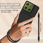 For Motorola Edge 70 Pro+ 5G / Motorola Edge 70 Pro 5G Liquid Silicone Case  Phone Back Cover with Card Holder and Short Strap