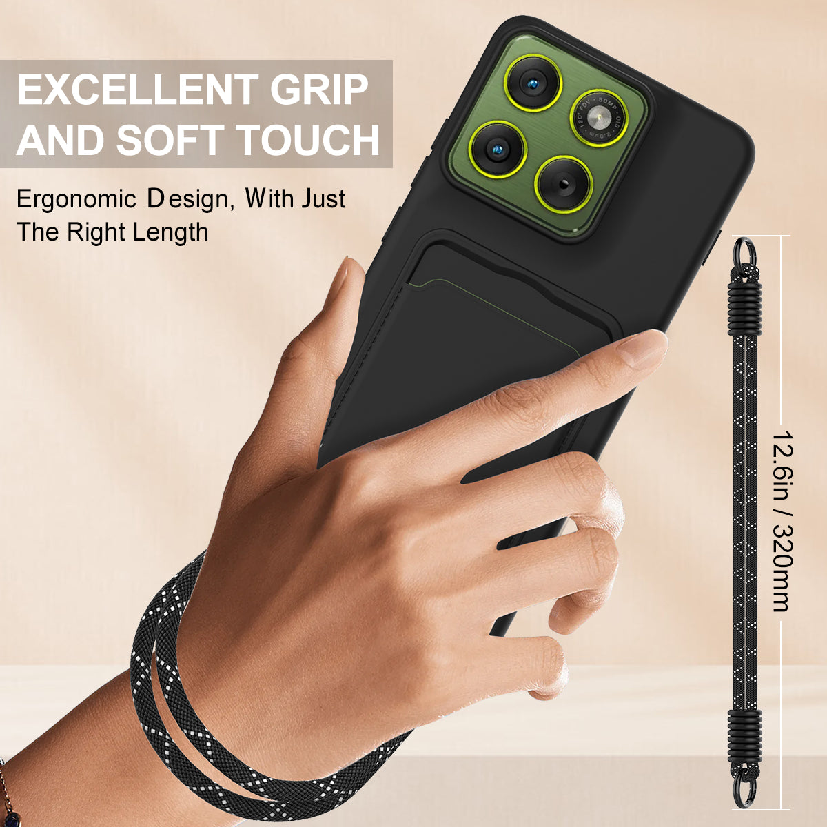 For Motorola Edge 70 Pro+ 5G / Motorola Edge 70 Pro 5G Liquid Silicone Case  Phone Back Cover with Card Holder and Short Strap