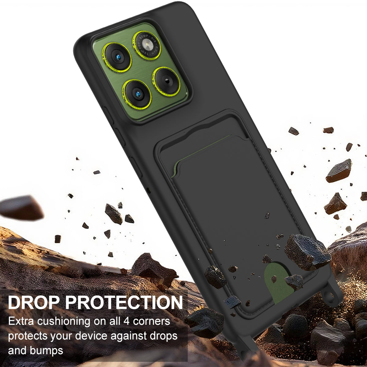 For Motorola Edge 70 Pro+ 5G / Motorola Edge 70 Pro 5G Liquid Silicone Case  Phone Back Cover with Card Holder and Short Strap