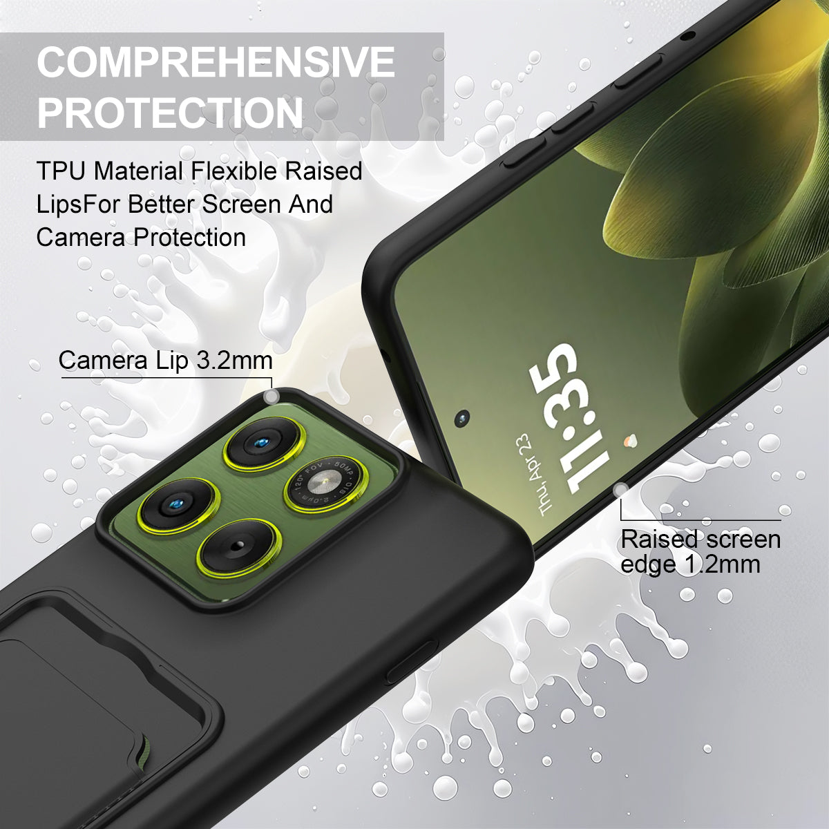 For Motorola Edge 70 Pro+ 5G / Motorola Edge 70 Pro 5G Liquid Silicone Case  Phone Back Cover with Card Holder and Short Strap