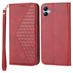 Til Samsung Galaxy A04e 4G / F04 4G / M04 4G Imprinted Rhombus Pattern Kalvetekstur Telefoncover PU Læder Wallet Stand Magnetisk Lukning Cover